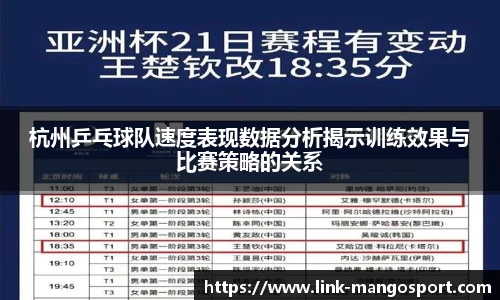 杭州乒乓球队速度表现数据分析揭示训练效果与比赛策略的关系